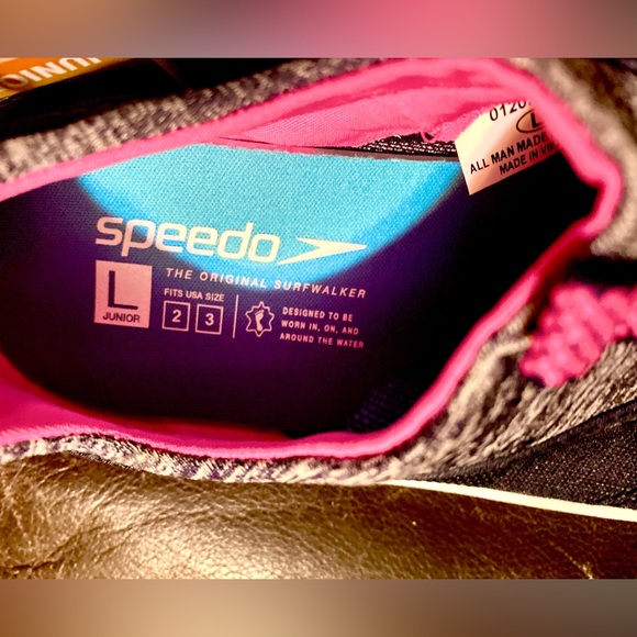 NWT SPEEDO Girls' Junior Aqua skimmer Water Shoes / Navy/Pink, SIZE: 2-3 - Picture 6 of 6